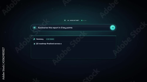 AI assistant chatbot generating a three point report summary from a text prompt interface