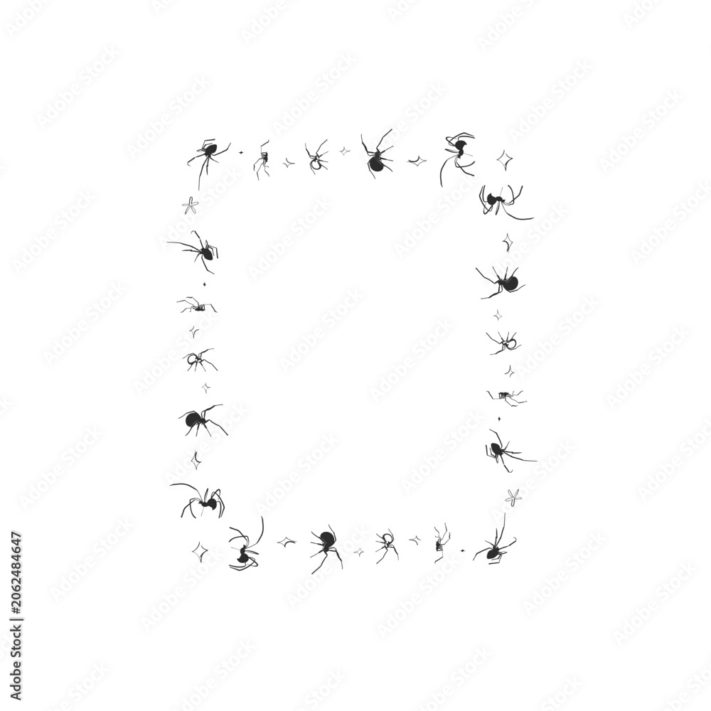Obraz premium Hand drawn abstract vector graphic illustration border frame with stylized line halloween autumn design set.Trendy modern doodle sketch halloween drawing concept.Vector line nature sketch symbol.
