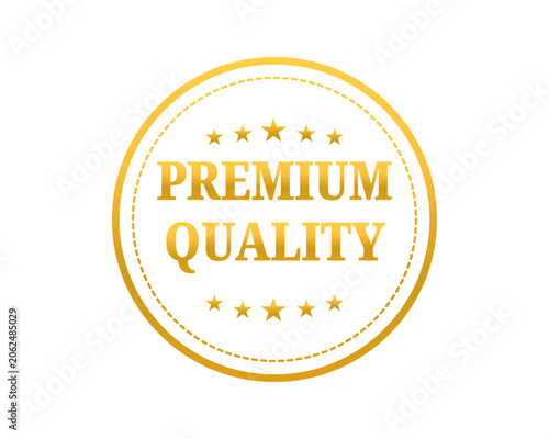 Premium quality gold label luxury badge with product guarantee seal