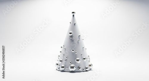 Elegant white cone-shaped party hat adorned with shimmering pearls, isolated on a clean white background, perfect for a luxury celebration, anniversary, occasion, pearl