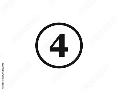 Number Four in a Circle Icon.