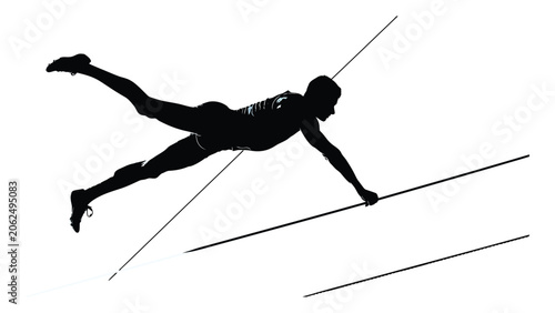 фотографія Pole vaulter performing a high jump in silhouette isolated on a white background for a sports event banner or poster