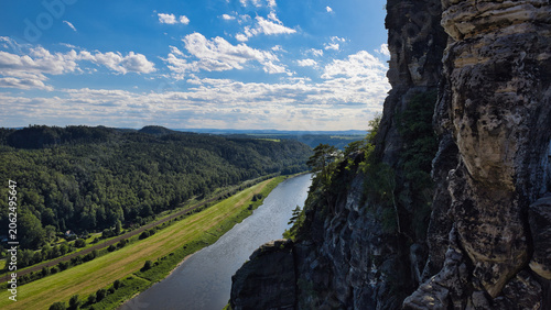 Bild auf Leinwand Saxon Switzerland National Park Bastei Rock Formations near Dresden Germany, Sce