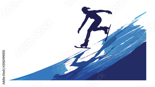 Foto Skater glides gracefully across the ice rink showcasing balance and precision in winter sports