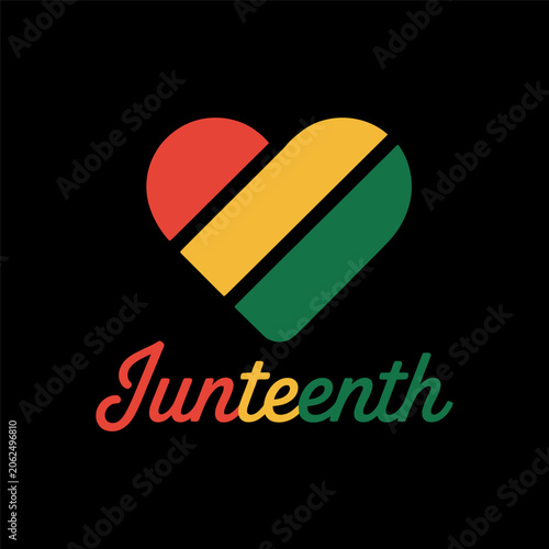 Juneteenth Heart Flag Celebration Illustration Design