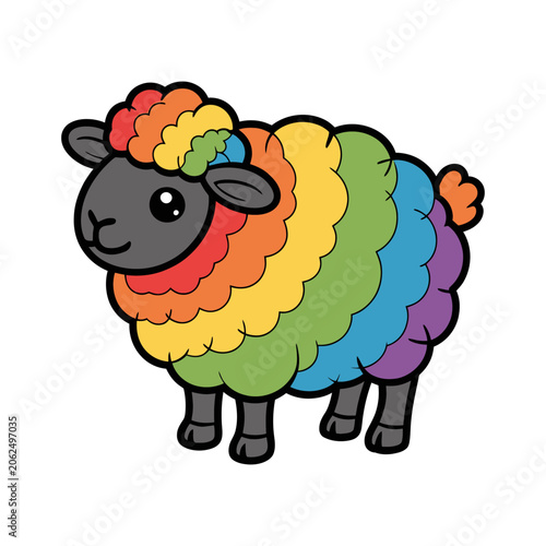 Rainbow Sheep Cartoon Illustration Design