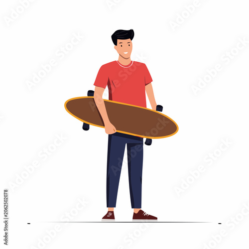 Young Man Holding a Skateboard