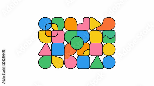 Colorful arrangement of various shapes