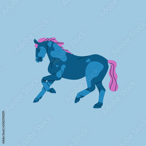 Hand drawn abstract vector clipart illustration collection with color adorable cute, stylized horse character.Trendy modern art kids design concept.Vector cartoon farm animals symbol. Cartoon animal.