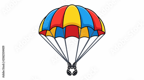Colorful parachute with red, blue, yellow panels