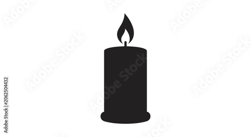 Candle Silhouette Against A White Background Minimalist Design