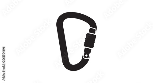 Carabiner Silhouette On White Background A Climbing Safety Device