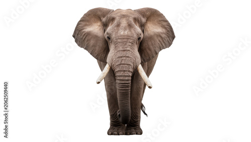 фотографія African elephant with large ears and tusks facing forward