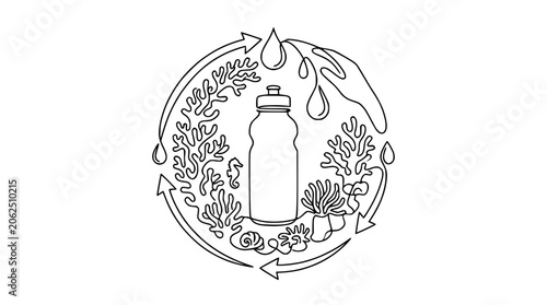 Fotografía Plastic bottle in ocean life circle, environmental concept, recycling, marine ec