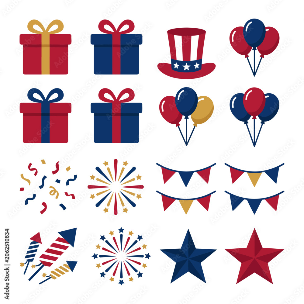Obraz premium 4th of July border, USA banner, fireworks pattern background