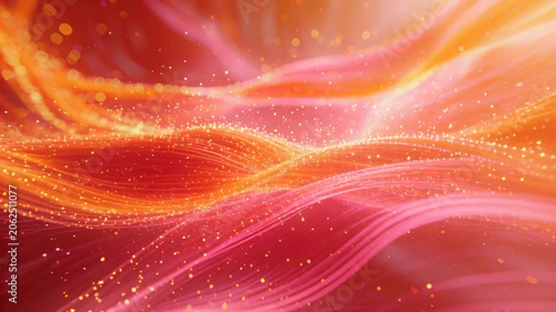 Glowing wavy lines and bright particles creating a warm atmospheric design perfect for digital concepts or event marketing.