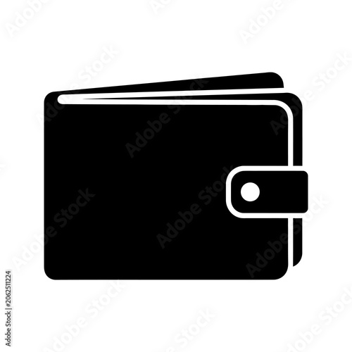 Black wallet icon representing financial storage and currency.