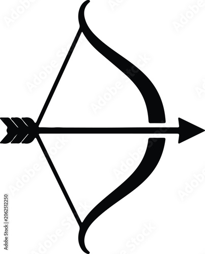 Принти на полотні Silhouette vector bow and arrow icon for archery sports game design