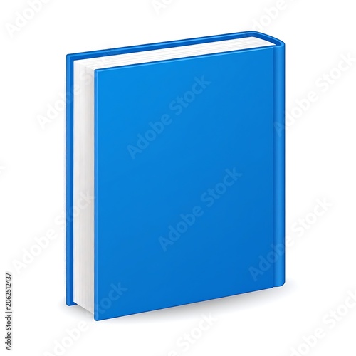 Blue book with white pages standing.