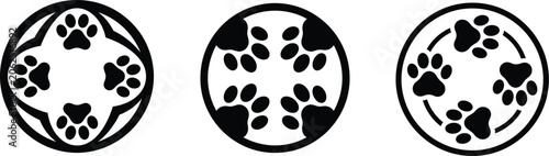 Valokuva Circular paw print pattern designs for pet shop identity and animal related graphic backgrounds
