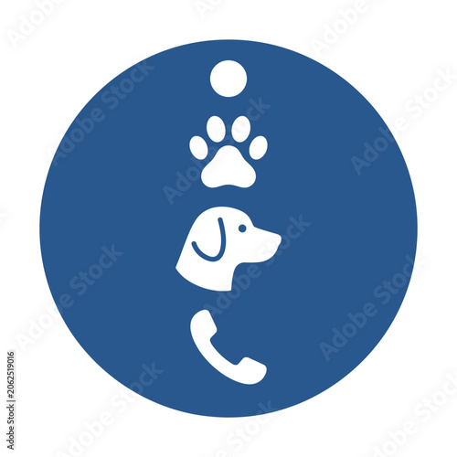 Blue circular icon representing a veterinary hotline for pets