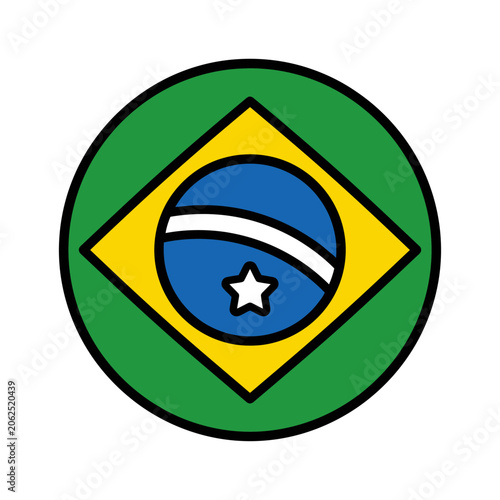 A circular icon featuring the national flag of Brazil