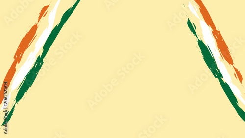 Patriotic Indian Flag Brush Stroke Corner Borders on Cream Background Background