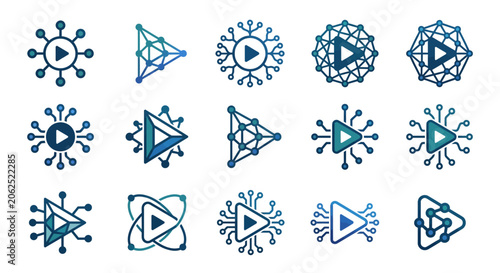 Play button icons in various shapes.