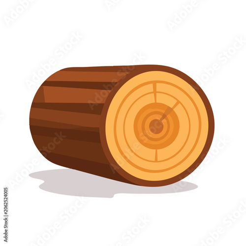 Cartoon Illustration of a Single Cut Wood Log.