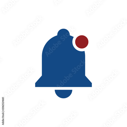 A blue notification bell icon with a red alert dot symbol