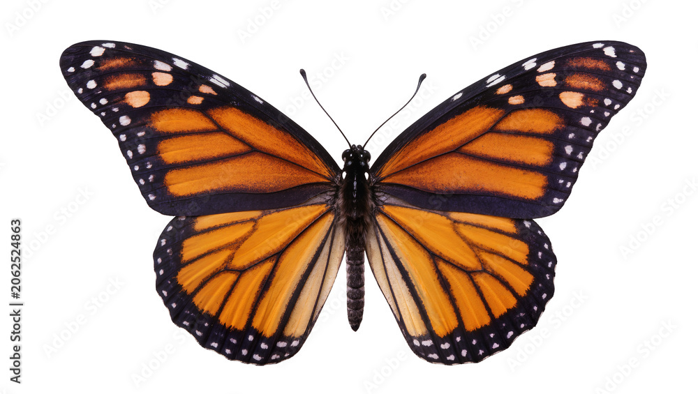 Obraz premium Monarch butterfly with orange black, and white wings