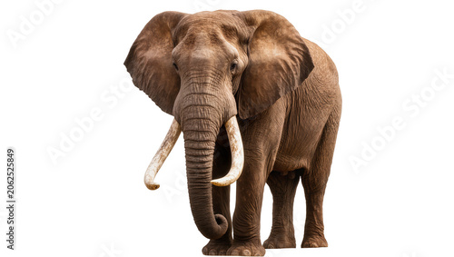 Photography African elephant with large tusks and ears