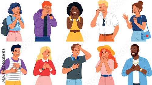 Fotografija Diverse Group of Happy People Laughing and Smiling Character Vector Set for Soci