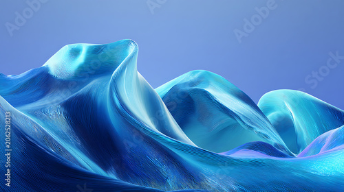 Abstract Blue Fluid Wave Background with Smooth Flowing Curves and Modern Gradient Landscape