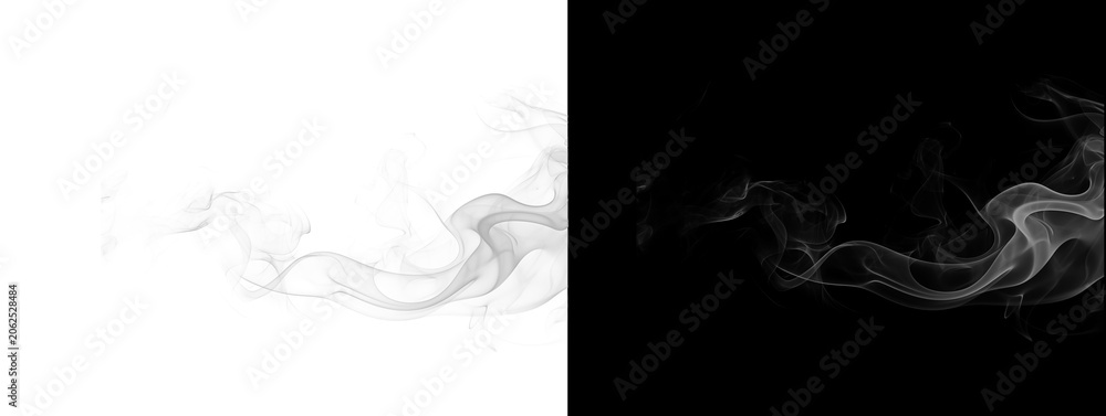 Obraz premium Glowing Blue Gray Delicate Smoke Tendrils Ink Swirl Abstract Effect Dual Background