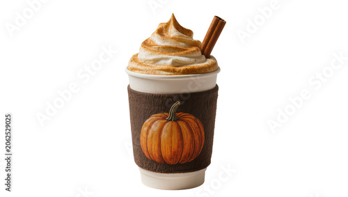 Canvastavla Pumpkin spice latte with whipped cream and cinnamon stick