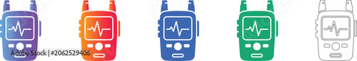 Portable Heart Rate Monitor Vector Icons