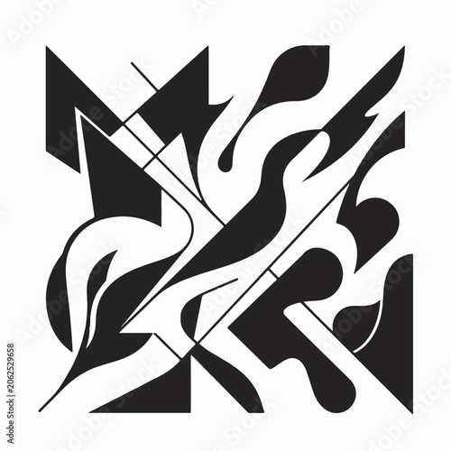Abstract geometric shapes forming a stylized composition