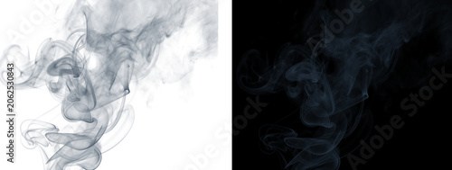 Glowing Blue Gray Horizontal Smoke Drift Fluid Ink Swirl Abstract Effect Dual Background