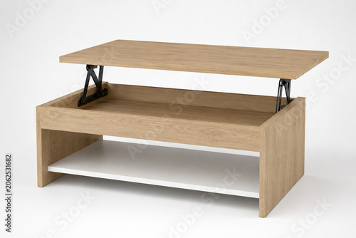 Light Oak Lift Top Coffee Table with Hidden Storage 3D Render