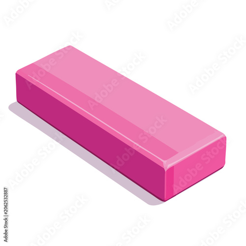 A single rectangular pink rubber eraser isolated on white background.