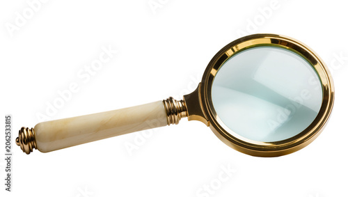 Φωτογραφία Magnifying glass with ornate gold frame and ivory handle