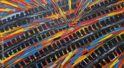 Abstract Colorful Explosion of Lines and Shapes