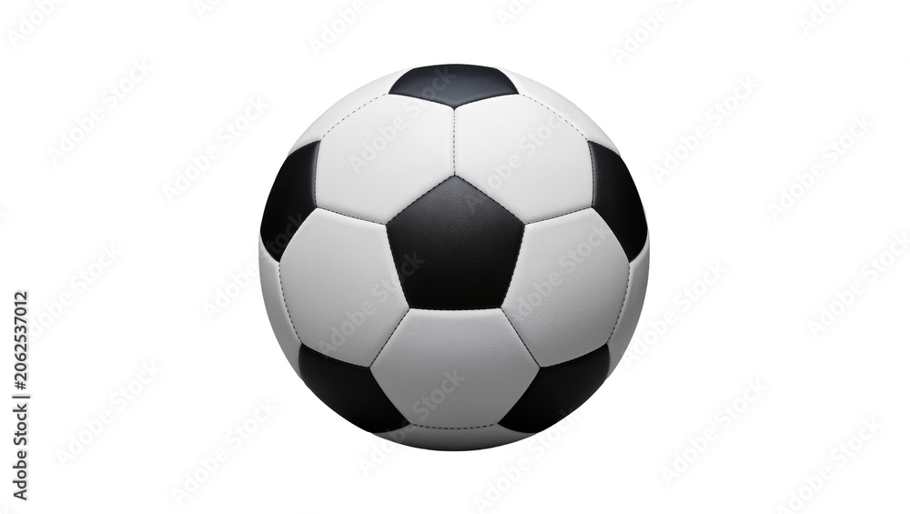 Naklejka premium Classic soccer ball with black and white pentagonal panels