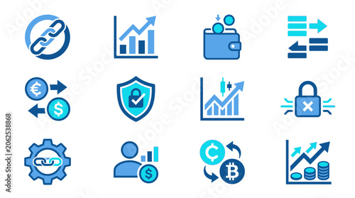 Business Finance Icons on White Background.