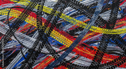 Abstract Tire Track Art - Colorful Grunge Pattern Background