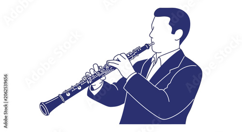 Canvas Print Man playing a musical instrument clarinet.