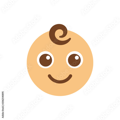 Cute cartoon illustration of a smiling baby face icon