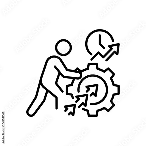Business person managing time and workflow efficiency icon