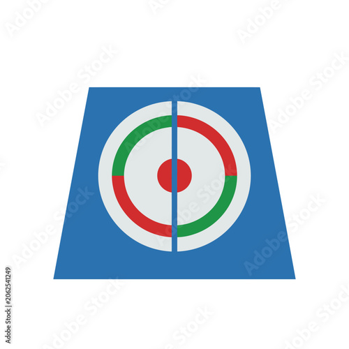 Vector illustration of a curling house target on blue ice